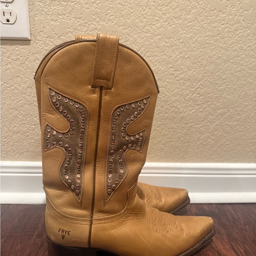 Frye Camel Leather Studded Boots